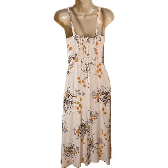 Reformation Womens Floral Nectarine Midi Dress Slit Smocked Coquette Cottagecore - Picture 2 of 9